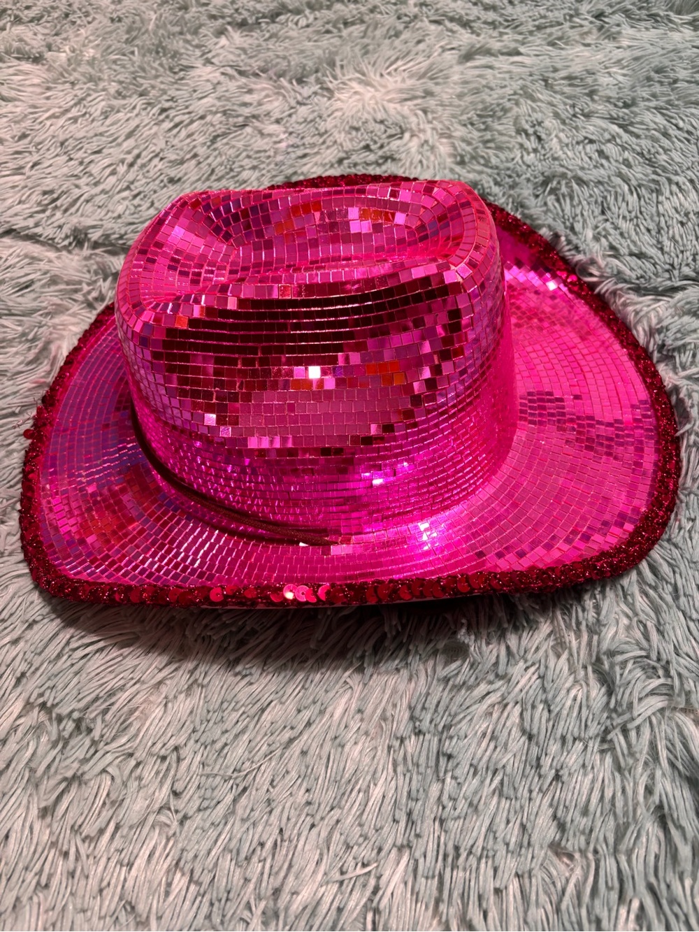 Mirror Disco Cowboy Hat - Hot Pink Sparkle